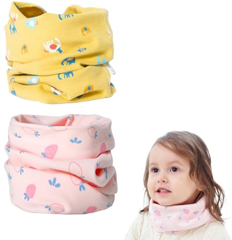 KEWUF 2 Pcs Braga Cuello para Niño Niña Bufanda Cuello Multifunción Transpirable para Otoño Primavera Braga Cuello Niño Bebé Bufanda Cuello Algodón - Elefante + Fresa
