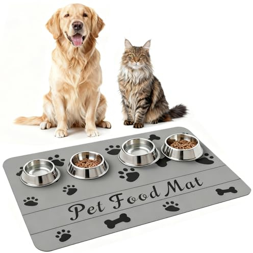 Tappetino per Cani e Gatti, 50x30cm Absorbentes Alfombra Comedero Gato, Alfombrilla para Poner el Agua de los Perros, Alfombrilla para Bebedero Perro, Secado Rápido Alfombrilla de Comida para Perro