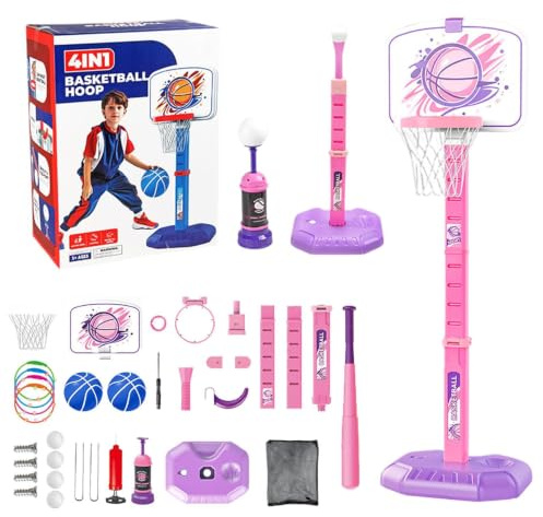 Basketfälgset, barn basketcirkel | 4 i 1 tee bollställ pool - utomhus sport leksaker bollspel för inomhus, barnrum, skola