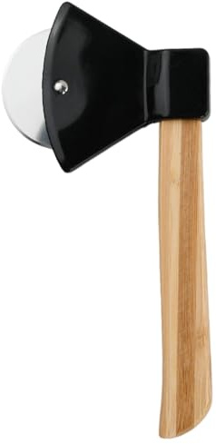 Pizza Cutter Wheel, 6 cm Stainless Steel Blade, Ergonomic Bamboo Handle, Cuts Through Crusts, Black