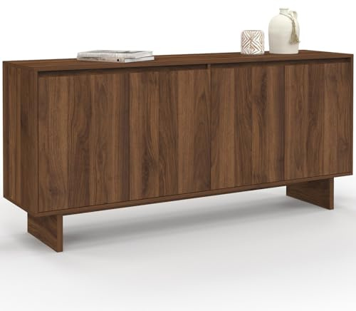 IDMarket - Buffet 160 cm Yuri 4 Portes Effet Noyer
