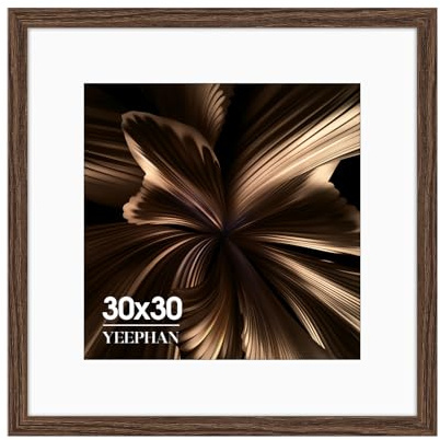 30x30 Picture Frame - Square Frames with Mount for 20x20cm Prints, Brown
