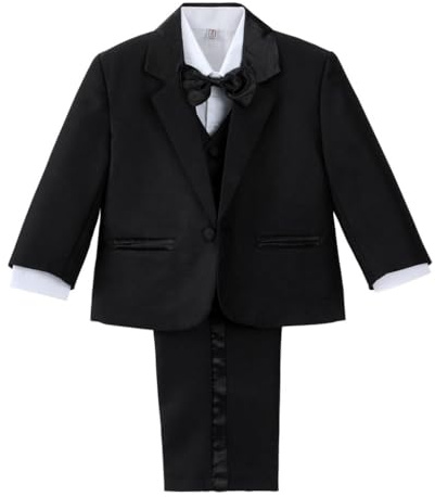 Lito Angels Boys 5 Pieces Formal Suit, Black, Age 18-24 Months