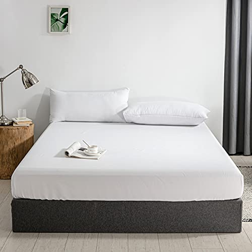 Good Nite Sábana Bajera Ajustable de 30 cm, Extra Profunda, Suave y Transpirable, Lavable a máquina (Blanco, 90 x 200 + 30 cm)