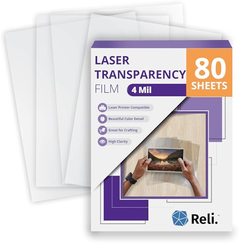 Reli. Transparency Sheets (80 Count, Laserjet Compatible) | 8.5x11 Transparent Paper, Transparency Film for Laserjet Color Printer | Overhead Projector OHP Film | Clear Paper for Crafts/Teaching