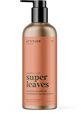 ATTITUDE Colorlast Conditioner, Patchouli and Black Pepper, with Essential Oils, Vegan & Plant-Based, Aluminum Bottle, For Color Treated Hair, 473 mL