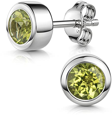 Materia Peridot Ohrringe Silber 925 - Damen Ohrstecker Edelstein echt SO-492-Grün