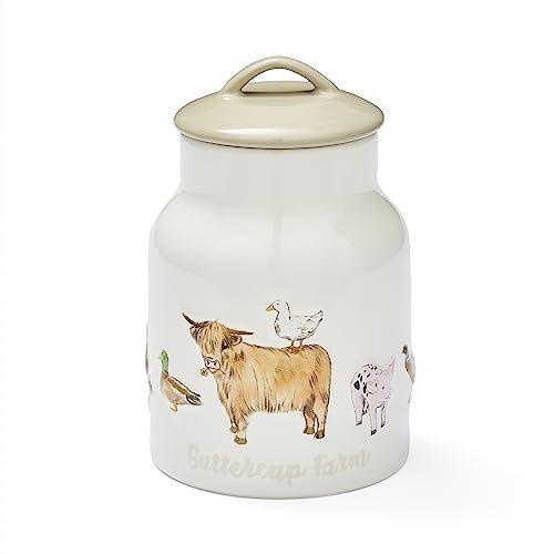 Cooksmart British Designed Biscuit Jar | Ceramic Biscuit Barrel for All Modern Kitchens | Large Biscuit Tin With Airtight Lid - Buttercup Farm