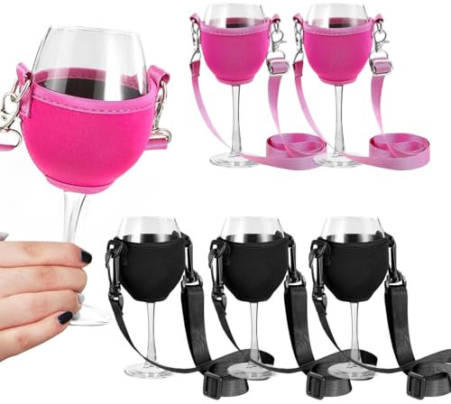 Suitedget 6 Pezzi Porta Bicchieri Sospesi Portabicchieri Porta Bicchiere di Vino per Il Collo Porta Bicchieri da Vino Portatile Adatto per Bicchieri da vino di dimensioni ridotte