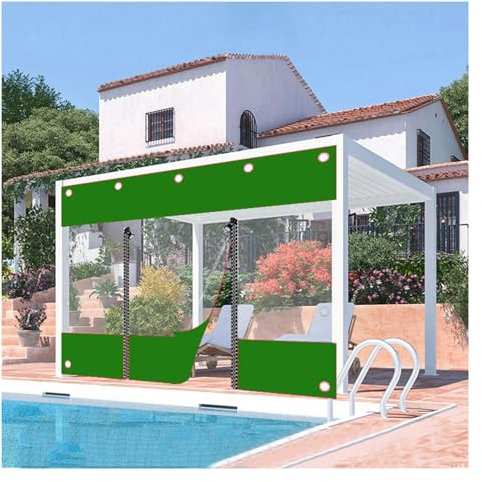Bâche transparente avec fermeture éclair，Bâche Imperméable，Panneaux Latéraux de Bâche Transparente pour Gazebo，Bâche Transparente Rideau de Porte de Garage，avec Œillets ( Size : H2xW5.5m/H6.5xW18ft )