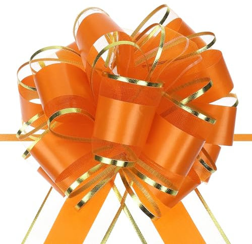 sourcing map 10 Stück Geschenk Schleife ø 15cm Große Geschenkband Matt Schleife Riesen Ziehschleife für Verpackung Tüten Zuckertüten Auto zum Basteln Dekorieren Verzieren, Orange
