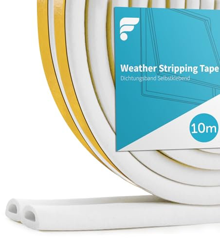 shinfly 10M Dichtungsband Selbstklebend für Türen Fenster, Fensterdichtung Türdichtung Selbstklebend Gummi Schaum zum Blockieren von Lücken, Anti Kollision Lärm und Kälte-Wind(10M, Weiß)