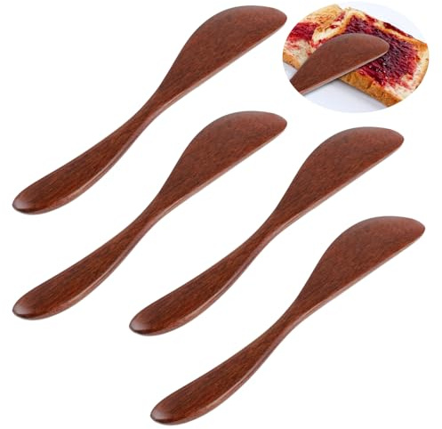 Ymapinc 4 cuchillos esparcidores de mantequilla, cuchillos de madera, madera maciza gruesa y sensación cómoda. Cuchillo esparcidor, cuchillo de mantequilla, esparcidor de queso, cuchillo de queso