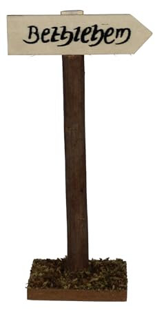 ZICOM Krippenzubehör Wegweiser Bethlehem 6x4x11,9cm Holz – Handgefertigter Miniatur-Wegweiser für Krippen