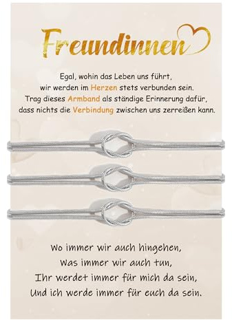 CheersLife Freundschaftsarmbänder für 3, Silber Unbegrenzte Knoten Armband