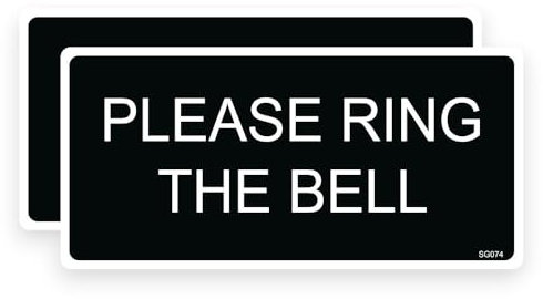 2 Pack - Sticker Gold - Small Subtle 9cm Please Ring Bell Self Adhesive Stickers - Sign, Notice, Door Knocker, Decal SG074