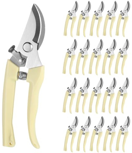 20 Pcs Pruning Shears for Gardening, Beige Garden Clippers Handheld Heavy Duty Plant Scissors Bypass Pruning Shears for Gardening Yard Hedge Flowers Tree Trimming Plant Cutter