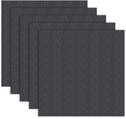 20 Pcs 30x30 cm Carpet Tiles, 1.8 SQM Self Adhesive Carpet Tile, Peel and Stick Floor Tiles, Soft Padded Non-Slip Hardwearing for Office, Home, Kitchen, Bedroom, Living Room (Dark Grey)