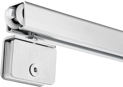 Kit Rail pour Porte Coulissante en Verre de 5-8 mm avec Roulettes, Kit de Quincaillerie Systeme Porte Coulissante pour Bibliothèque Vitrine et Armoires - Installation au Plafond(1.0m/3.3ft)