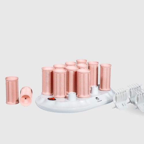 CALISTA Ion Hot Rollers for Long Hair | Hair Roller Clips Included | Heats to 230°F | Dual Voltage | Add Hands-Free Curls, Waves, and Volume (Pink Sands, Short - 12)
