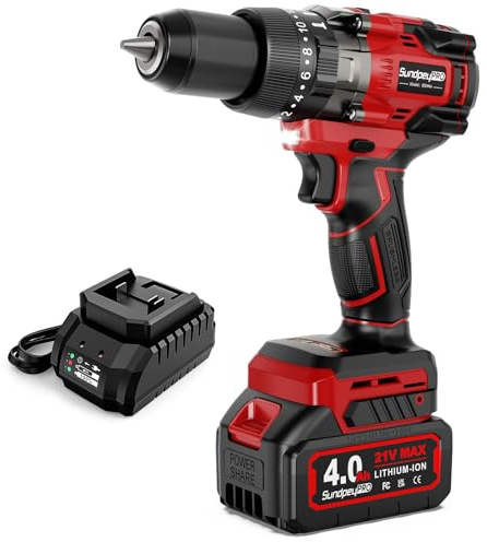 SundpeyPRO 130Nm Trapano Avvitatore a Batteria - 21V Brushless Trapano Avvitatore Percussione con Batteria 4.0Ah, 20+3 Coppie, 13mm Mandrino, 2 Velocità, per Forare, Avvitare, Forare a Percussione