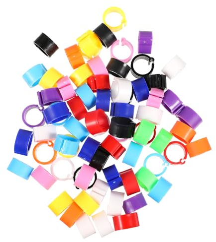 VILLCASE 100pcs Plastic Chicken Leg Rings for Canary and Cockatiels, Clip-on Bird Identification Rings, Practical Colourful Foot Bands for Easy Pet Bird Marking Random Color