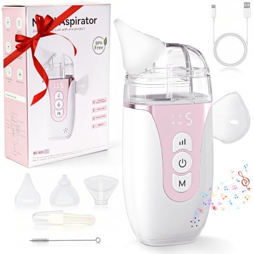 FOLAI Nasal Aspirator for Baby, 2-in-1 Electric Nose Sucker with Suction & Mist, 65kPa Hospital-Grade Suction, 5 Adjustable Suction Levels, 1500mAh Battery, USB Charging