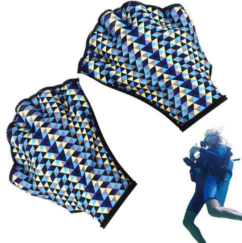 Badvantar med väv - Aqua träningshandskar, hydrodynamiska | handflatsförlängare, Stretch rygghand, Gummibehandlad fingerväv, Snabbkoppling med krokflik Mesh | Paneler för dykning