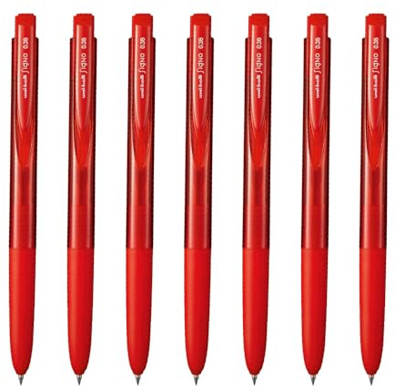 Uni-Ball Signo RT1 Gel Ink Ballpoint Pen, 0.38mm Extra Fine Point, Retractable, Red Ink, UMN155N38.15, Pack of 7