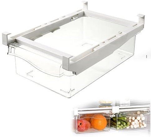 Ncheli Bacs de rangement pour réfrigérateur, tiroir de réfrigérateur coulissant, design antidérapant et facile à nettoyer