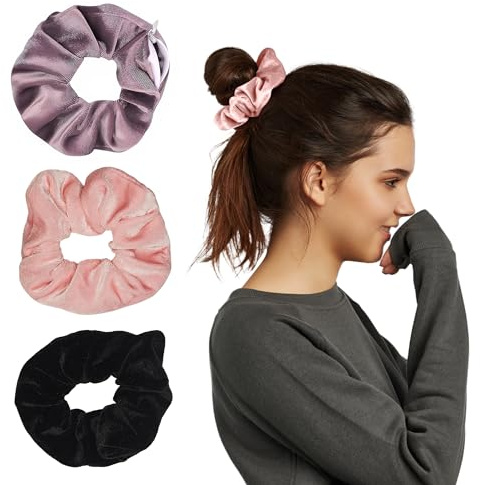 Zipper Scrunchie Safe (3 Pack) - Velvet Stasher scrunchies Compartment for Cash Cards Keys Pills Valuables | Hair bun ties Secret Pocket ponytails women Diversion safes disguise container Accessories