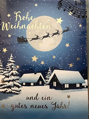 Depesche 11338-011 Weihnachtskarte mit Lichteffekten und Musik, aufklappbar, außen und innen mit spaßigen Texten Bedruckt, mit Umschlag, interaktiv, witzig & besonders originell Mehrfarbig 17x11cm
