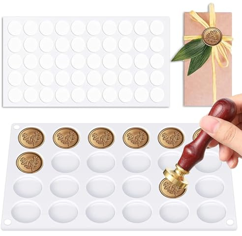Tampon En Silicone Pour Sceau De Cire,Tapis Pour Sceau De Cire Moule En Silicone Pour Sceau De Cire 24 Cavités Avec 100 Pastilles Adhésives Double Face Pour Invitations De Mariage, Boîtes Cadeaux
