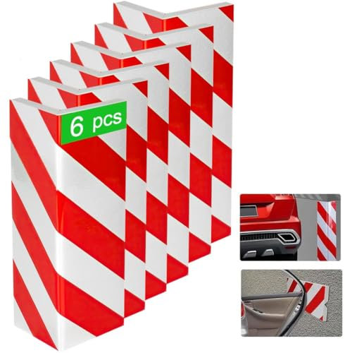 NOOGUI - Protector Columnas Garaje - Protector Pared Garaje - Espuma 2 cm Alta Densidad - Autoadhesivo Reflectante - Protector Columna Parking - 40x15x2 Cm - Rojo y Blanco - 6pcs