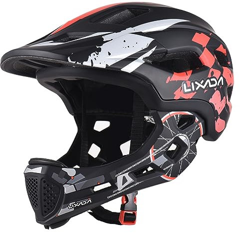 Kavolet Kinderhelm Integriert Fahrradhelm Kinder Jugend Fullface Helm mit Abnehmbarem Kinnschutz BMX MTB Downhill Helm für Radfahren Skateboarden Rollschuhlaufen
