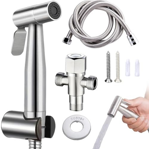 Raisand Handheld Bidet Sprayer Edelstahl Premium - Rostfreie Handbrause für Toilette, Bad, Küche & Balkon | Inkl. Halterung & Zubehör Set | Einfach Installierbar | Langlebiges Bidet Spülsystem