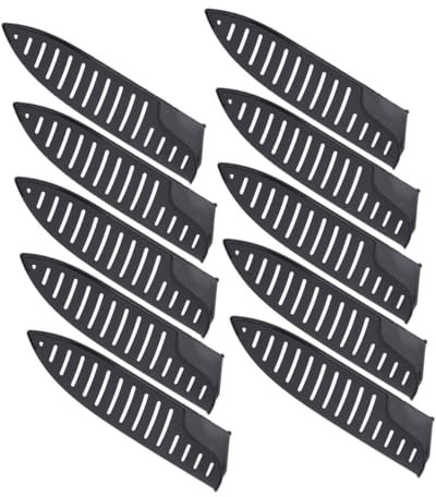 Cabilock 10 Piezas 8 cuchillo caso carnada protector de cuchillo borde bloque de vaina Cubierta de cuchillo Protector cuchillo plástico el plastico protector cortador Black