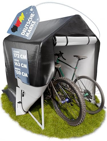 GARLINGO Fahrradgarage | 172 x 163 x 120 cm | Einfacher Aufbau ohne Schrauben | Zeltgarage Gerätehaus Gartenhütte Fahrradschuppen Foliengerätehaus