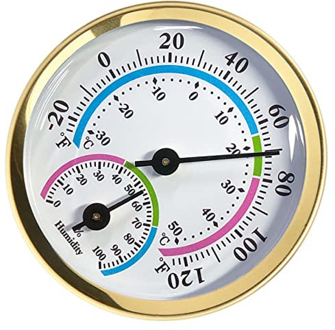 PHENOFICE Termómetro Higrómetro Multifuncional Medidor De Temperatura y Humedad Para Interior y Exterior Diseño Colgante Sin Necesidad De Batería Adecuado Para Hogar Oficina y Jardín