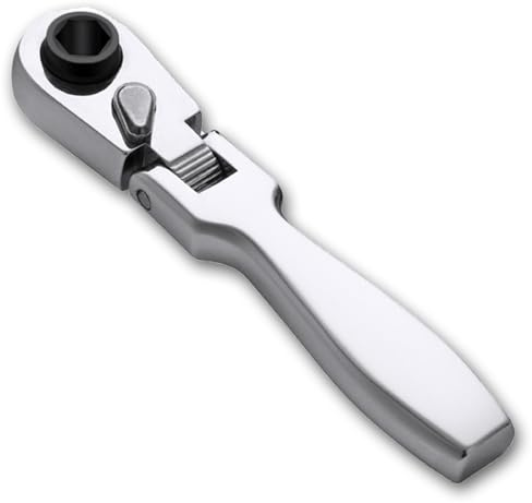 Mini Ratsche 72 Zähne, Mini Umschaltknarre 1/4 zoll, 2-in-1 Umschaltknarre Ratschenschlüssel 1/4, Ratschenschlüssel, mit Ergonomischem Griff für Wartung (Silber)