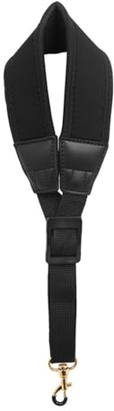Mtlavishness justerbar saxofonhalsband med mjuk gummi inslagen metallkrok och breddad axelrem för tenorsopran altsaxofoner och klarinett i musikföreställningar och (Black)