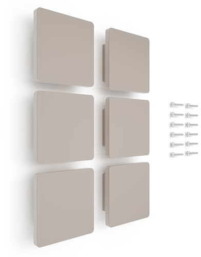 Poliplast - Set da 6 Maniglie, Design quadrato per Armadio e Cassetti e cameretta bambini, Articolo 431, Verniciato a mano, Colore Beige