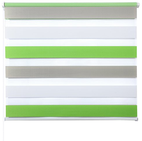 Laneetal Doppelrollo ohne Bohren Klemmfix, Duo Rollo Seitenzugrollo mit Klämmträgern, Sicht und Sonnenschutz für Fenster Tür Wand, lichtdurchlässig u. Verdunkelnd (Weiß+Grün+Grau, 45 x 150 cm)
