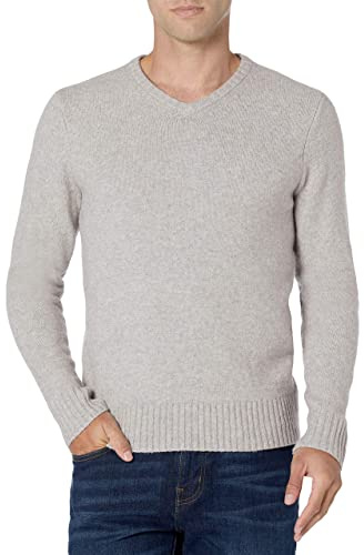 Amazon Essentials Jersey de Manga Larga con Cuello en Pico y Tacto Suave Hombre, Gris Claro, XL
