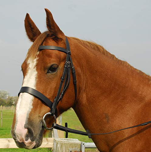 Snowhill Heritage English Leather Hunter Bridle, Wide Cavesson Noseband. Full, Black