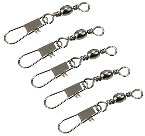 Fishing equipment 5 PCS 8# 3.5cm Fishing Connectors Barrel Swivel with Safety Snap Ring fishing gear saltwater