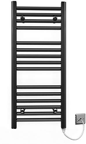 Myhomeware 300mm Wide Flat Black Electric Pre-Filled Heated Towel Rail Radiator For Bathroom Designer UK (300 * 800mm Electric Black)