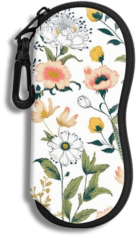 Hion Brillenetui Sonnenbrille Weiche Tasche mit Gürtelclip Ultraleichter Neopren-Reißverschluss Brillenetui Bedruckte Sonnenbrillentasche für stilvolle tragbare Reisebrillen(Schöne Blumen)
