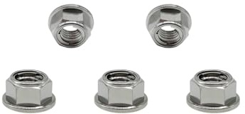 RISON-Titanium Tuerca de Brida de Titanio M5x0.8mm, Tuerca de Seguridad Hexagonal con Reborde, Tuerca de Bloqueo Contratuercas para Piñón/Rueda Dentada de Motocicleta, Bici, Paquete de 5