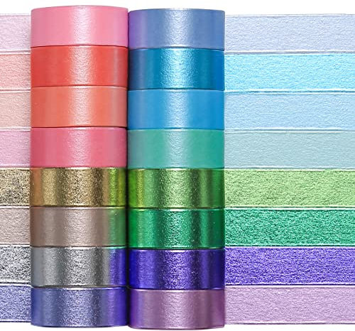 Jniseger 16 Rollen Washi Tape Set - Gold Folie Macaron Colors Dekoratives Klebeband Masking Tapes, Cute Rainbow Klebeband Bunt Tapes für Bullet Journals, Diy Handwerk, Scrapbooking, Basteln